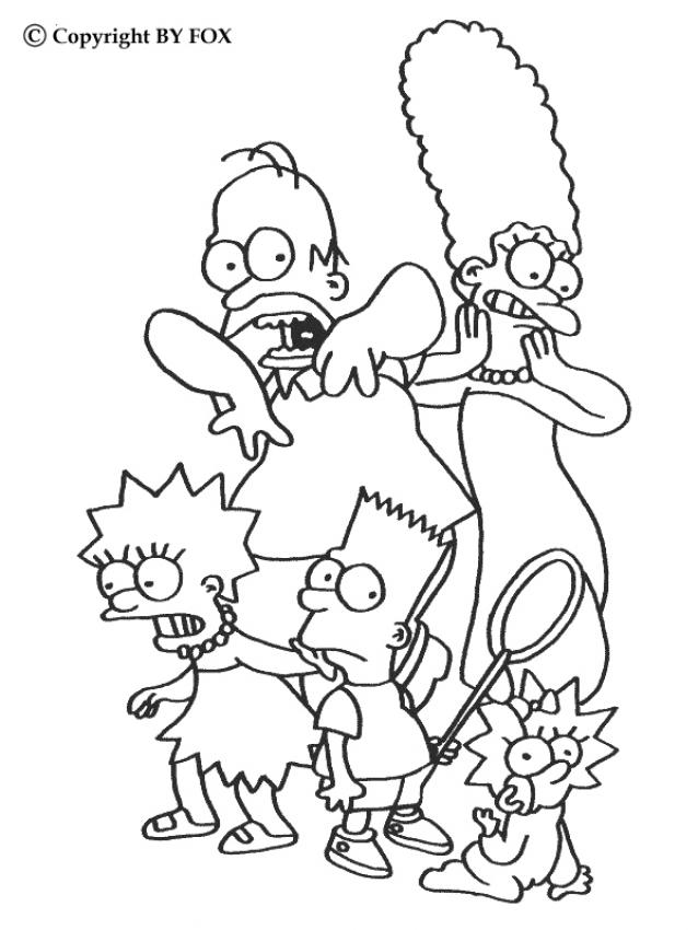 coloriage la famille simpson effrayee